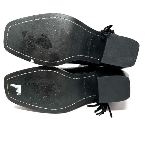 Sam Edelman size 5 black ankle boots‎ booties fringe studded side zip Bernie - Picture 11 of 11